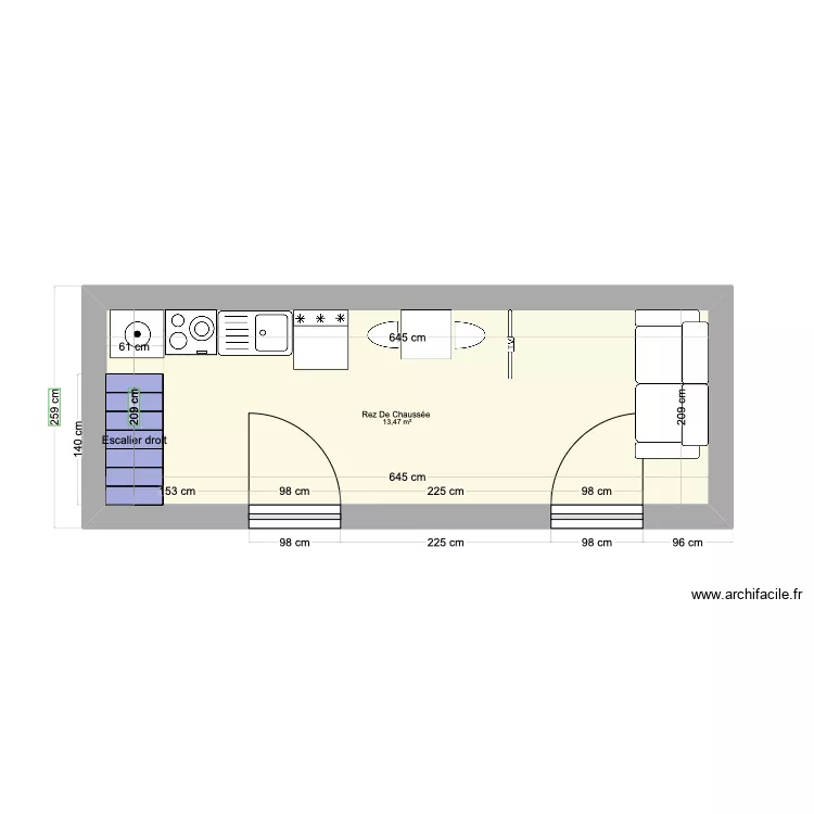 Studio. Plan de 