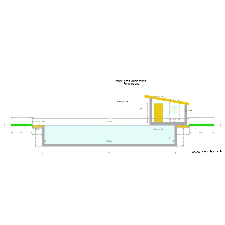 COUPE LONGITUDINALE TERRAIN PROJET PISCINE 1. Plan de 0 pièce et 0 m2