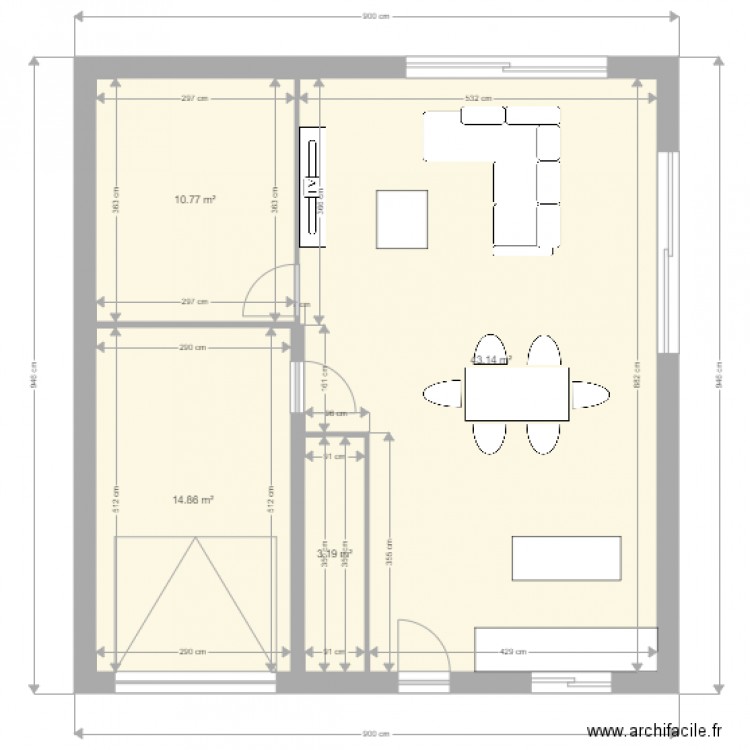 PLAN DEMI ETAGE 3 CHAMBRES . Plan de 0 pièce et 0 m2