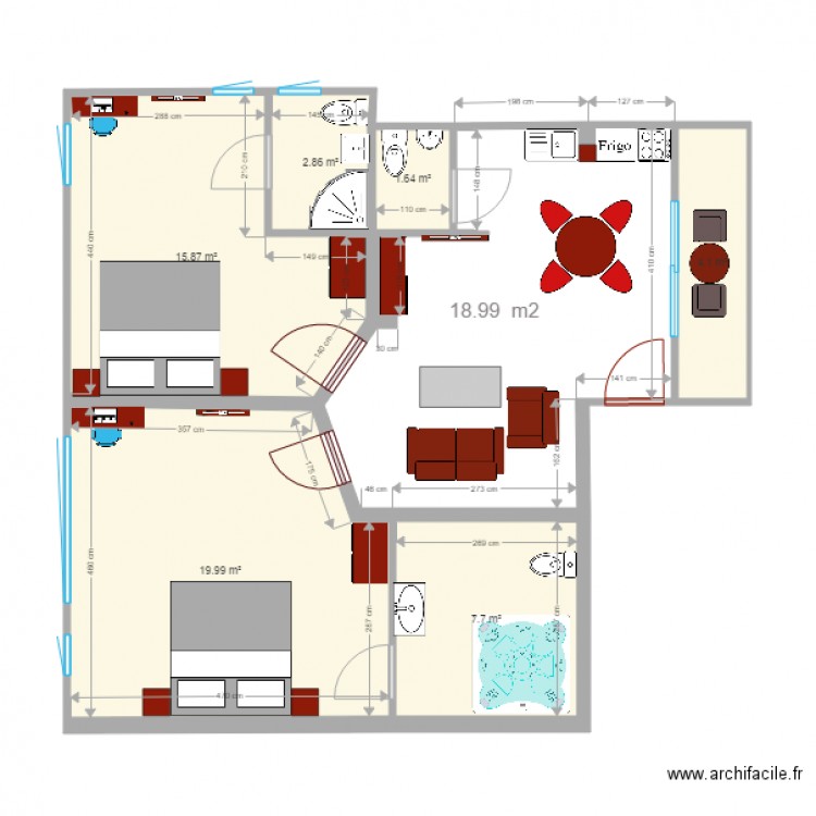 suitemodif181221. Plan de 6 pièces et 52 m2