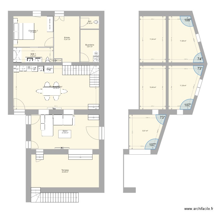 Loft V2. Plan de 26 pièces et 236 m2