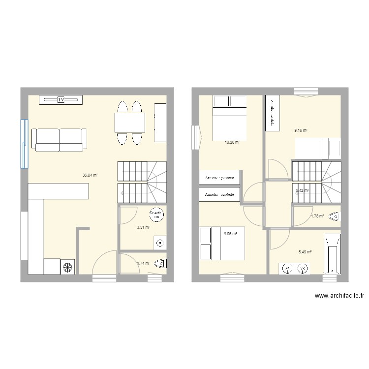 villa loc 2. Plan de 0 pièce et 0 m2