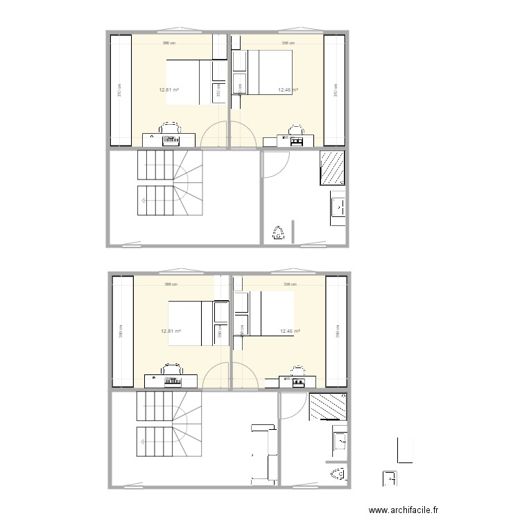 MA MAISON Cube étage. Plan de 4 pièces et 51 m2