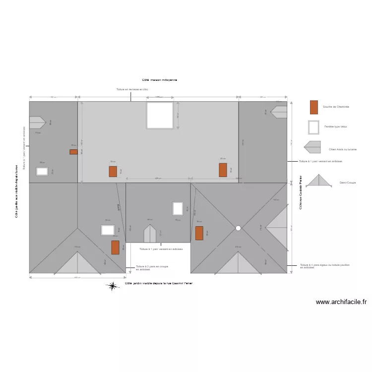 toiture avant travaux Casimir Perier. Plan de toiture avant travaux Casimir Perier. Plan de