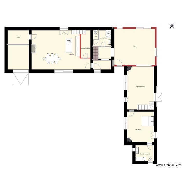 Projet plan maison Grand bois Allard  RDC sdb chambre cube. Plan de 0 pièce et 0 m2