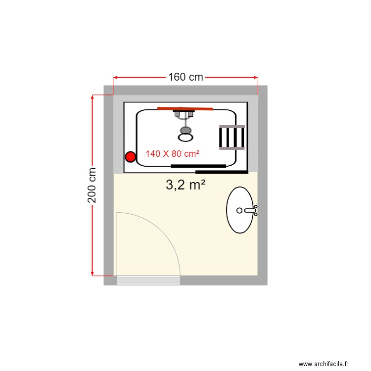 MANSOURIAH plan projeté. Plan de 1 pièce et 3 m2