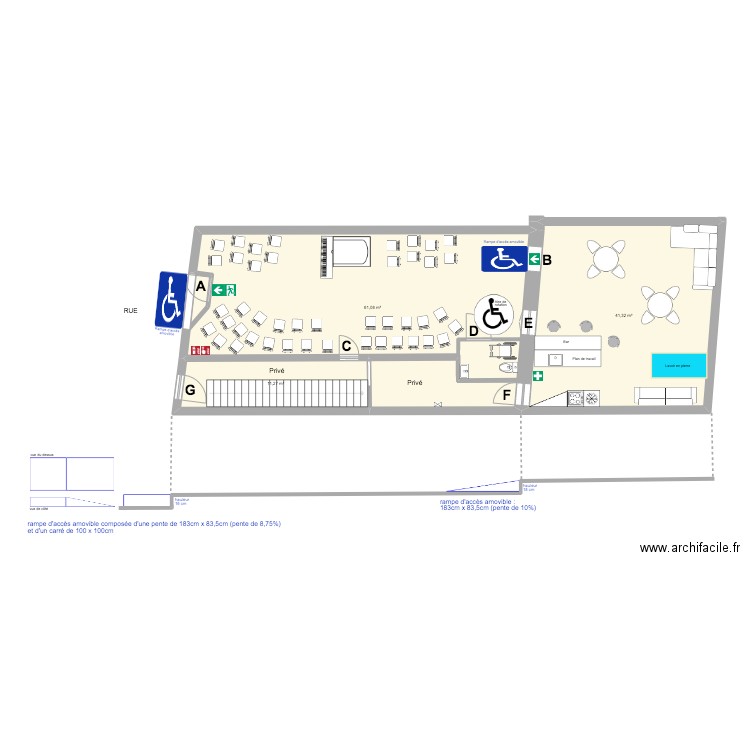 La Laverie ERP plan de coupe. Plan de 3 pièces et 114 m2