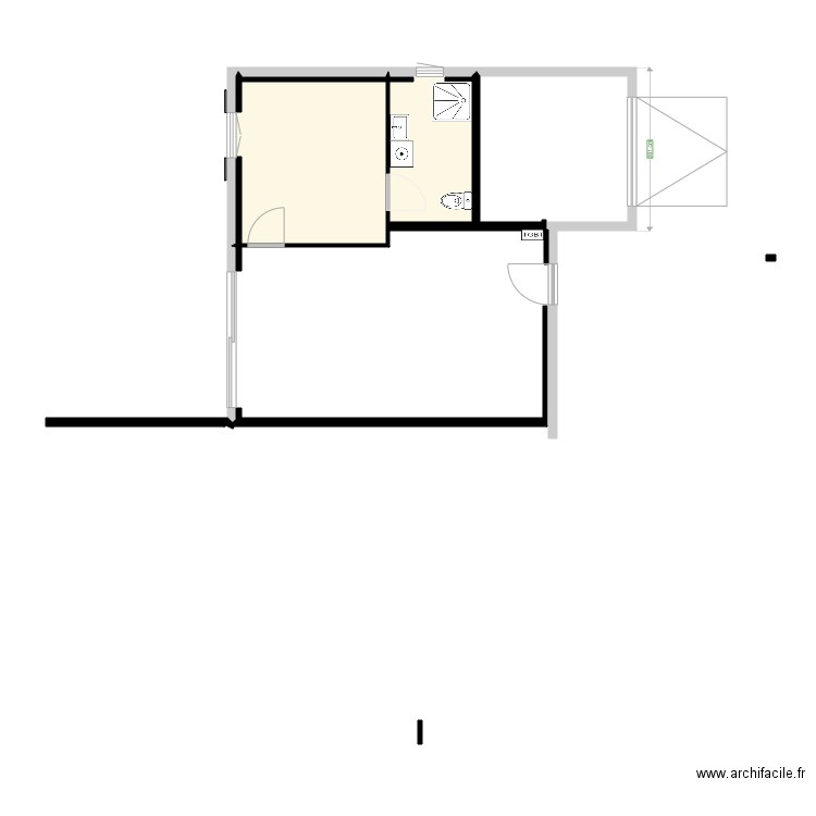 logement location Anne1. Plan de 3 pièces et 17 m2