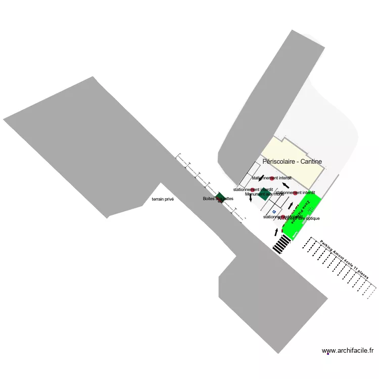 parking &eacute;cole. Plan de 