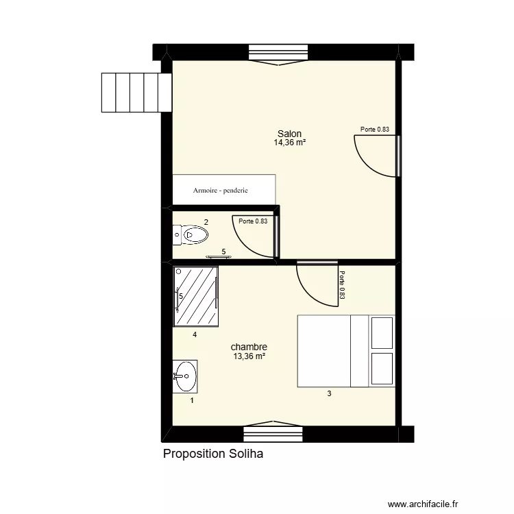 Proposition Soliha. Plan de 3  et 30 m²