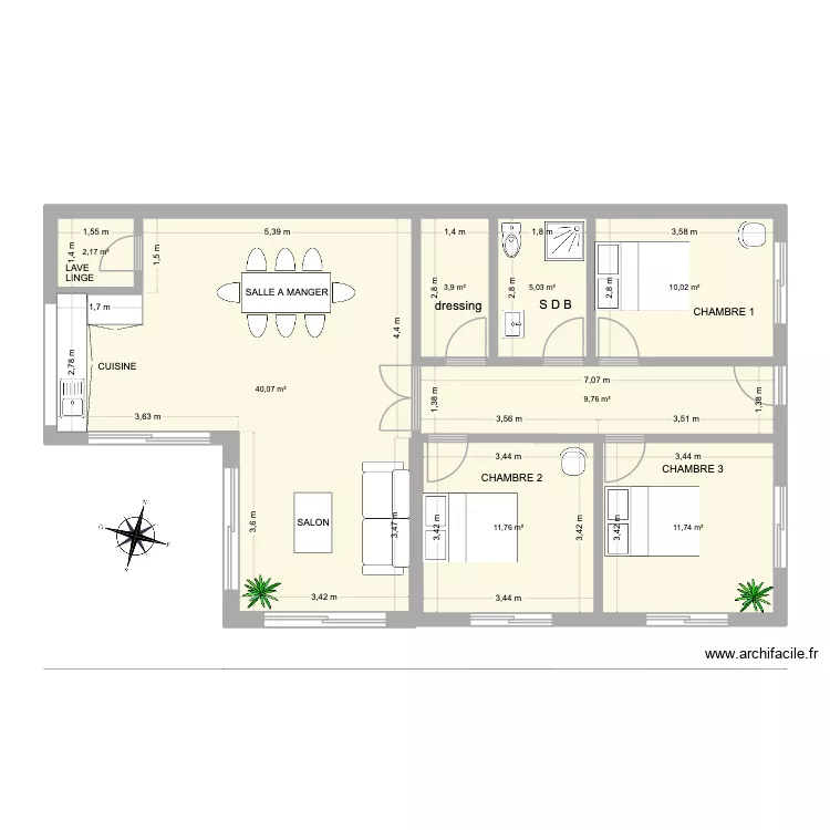 cabinet Prunelli maison. Plan de 8  et 94 m²