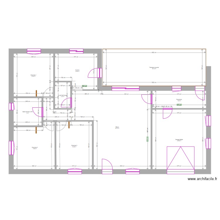 ébauche plan maison bois plein pied. Plan de 0 pièce et 0 m2