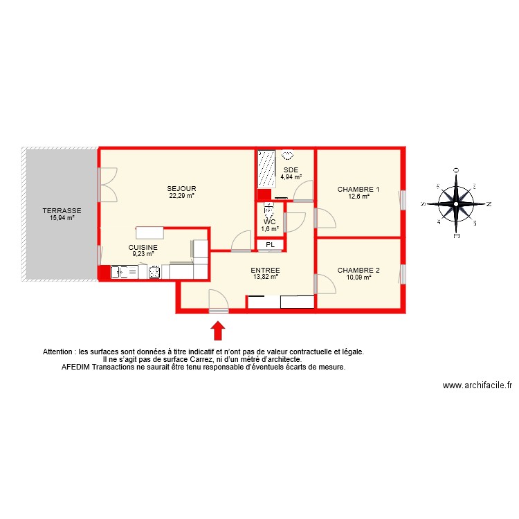 BI 7795. Plan de 9 pièces et 91 m2