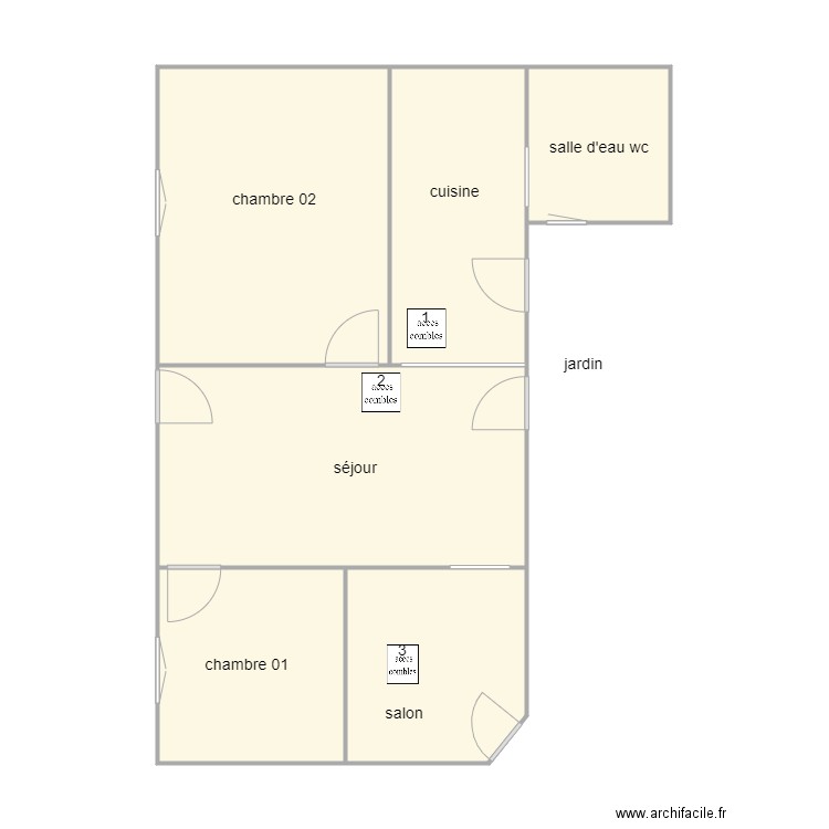 maniowski am 1070. Plan de 6 pièces et 61 m2