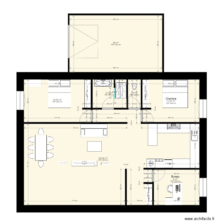 Maison. Plan de 7 pièces et 131 m2