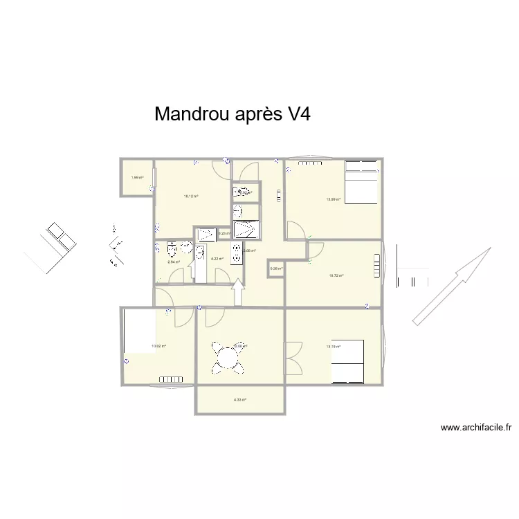 Castelneau Mandrou apr&egrave;s V5. Plan de 