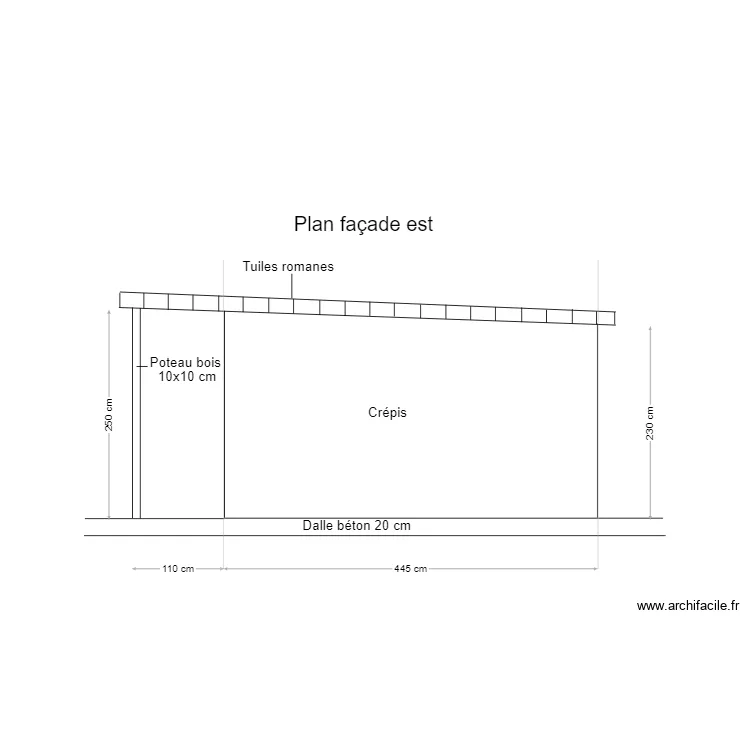 Plan fa&ccedil;ade est studio. Plan de 