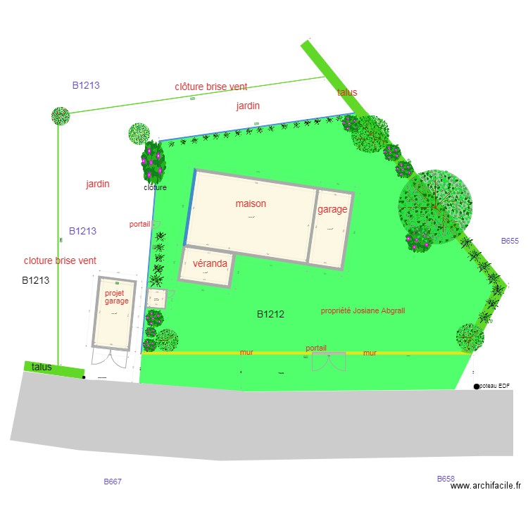 plan de masse  avec projet 2A. Plan de 0 pièce et 0 m2