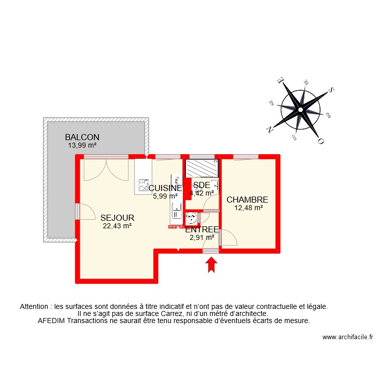 BI 10036 . Plan de 7 pièces et 63 m2