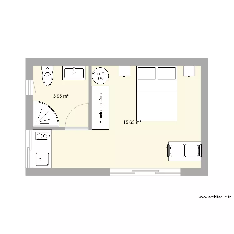 chalet studio. Plan de 