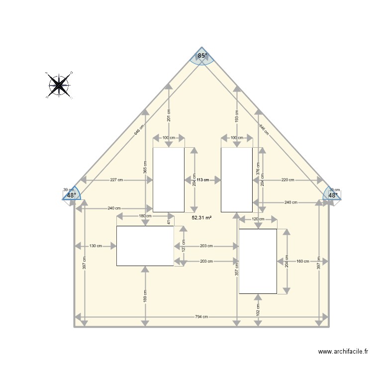 Facade SUD OUEST . Plan de 0 pièce et 0 m2