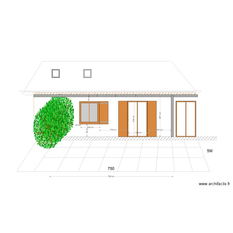 PROJET EXTENSION EXISTANT . Plan de 0 pièce et 0 m2