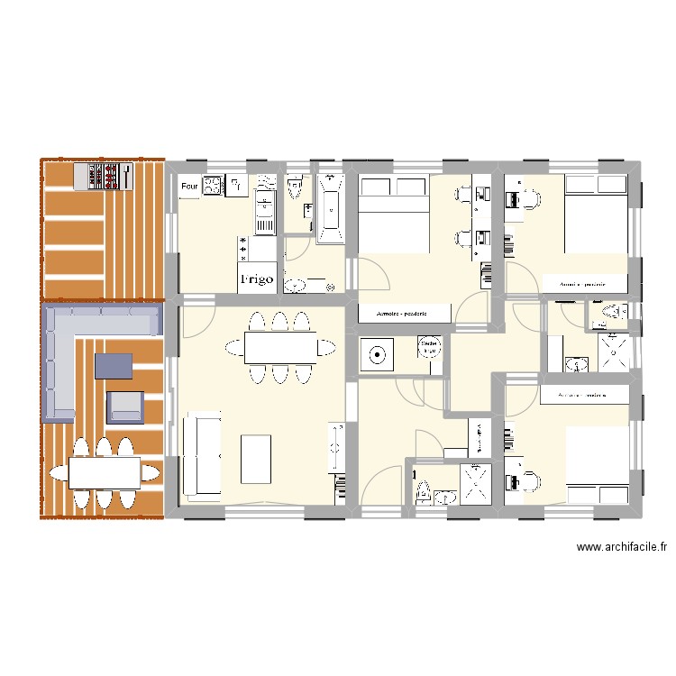 T4 80 m2 SOA mobilier. Plan de 13 pièces et 83 m2