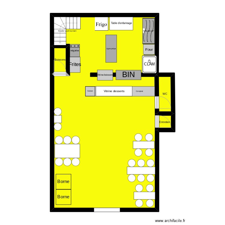 Chicken Street. Plan de 4 pièces et 85 m2