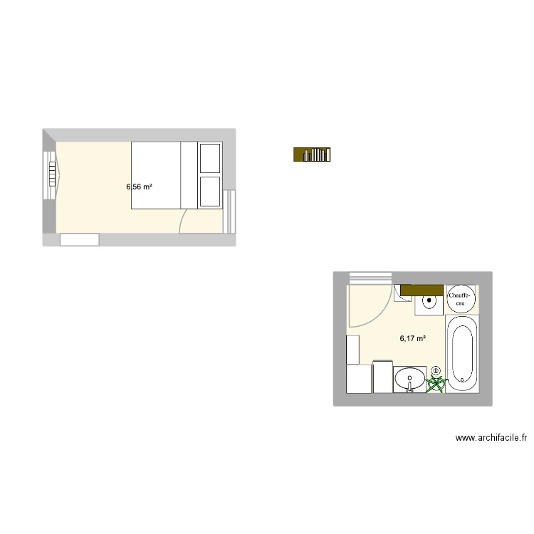 bureau sénac. Plan de 2 pièces et 13 m2