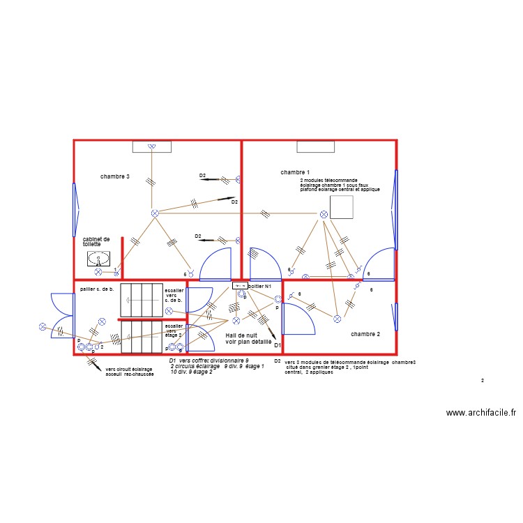 etage 2. Plan de 5 pièces et 44 m2