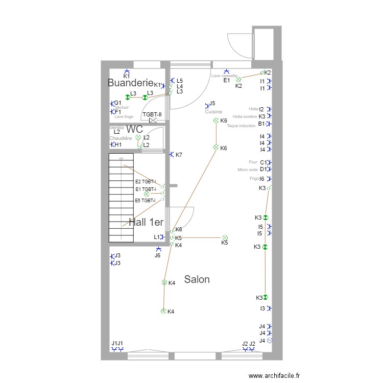 1er 49MC Reno elec - septembre22-V3. Plan de 5 pièces et 62 m2