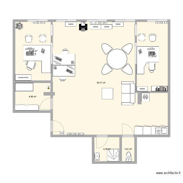 Bureaux 1. Plan de 0 pièce et 0 m2
