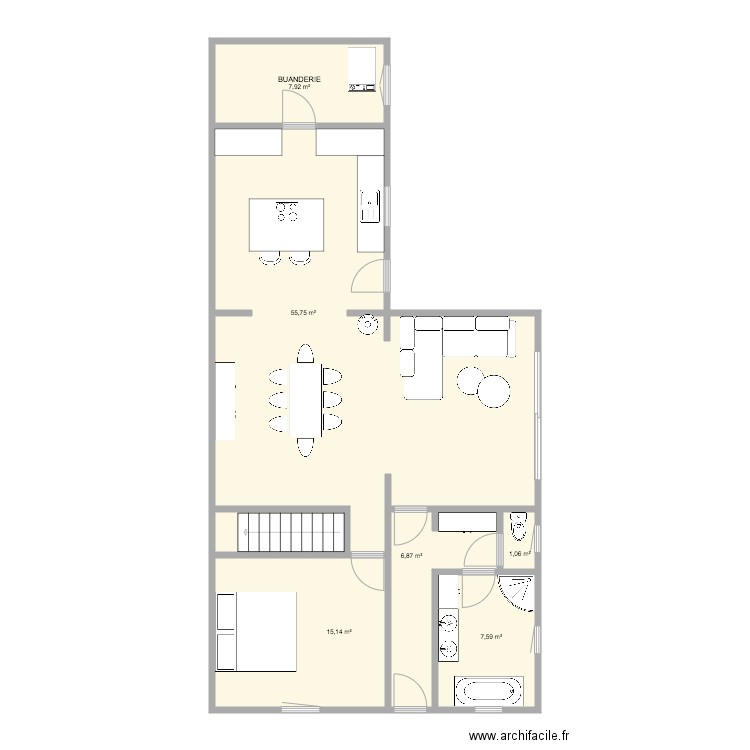 ARQUENNES. Plan de 7 pièces et 97 m2