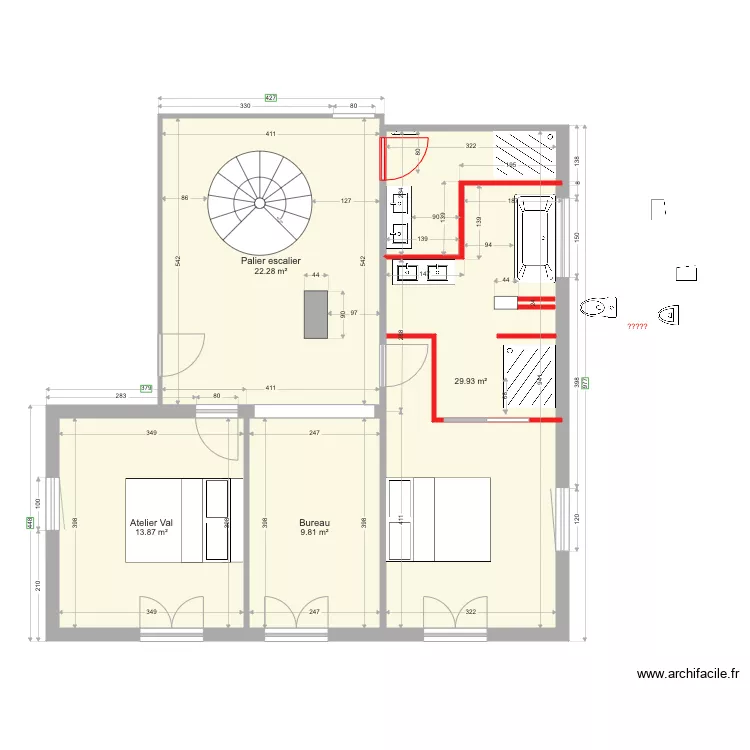 3 chambres &eacute;tage test 1. Plan de 