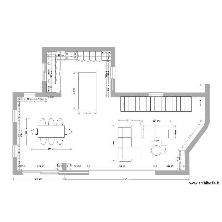 Salon Salle à Manger  Triton . Plan de 0 pièce et 0 m2