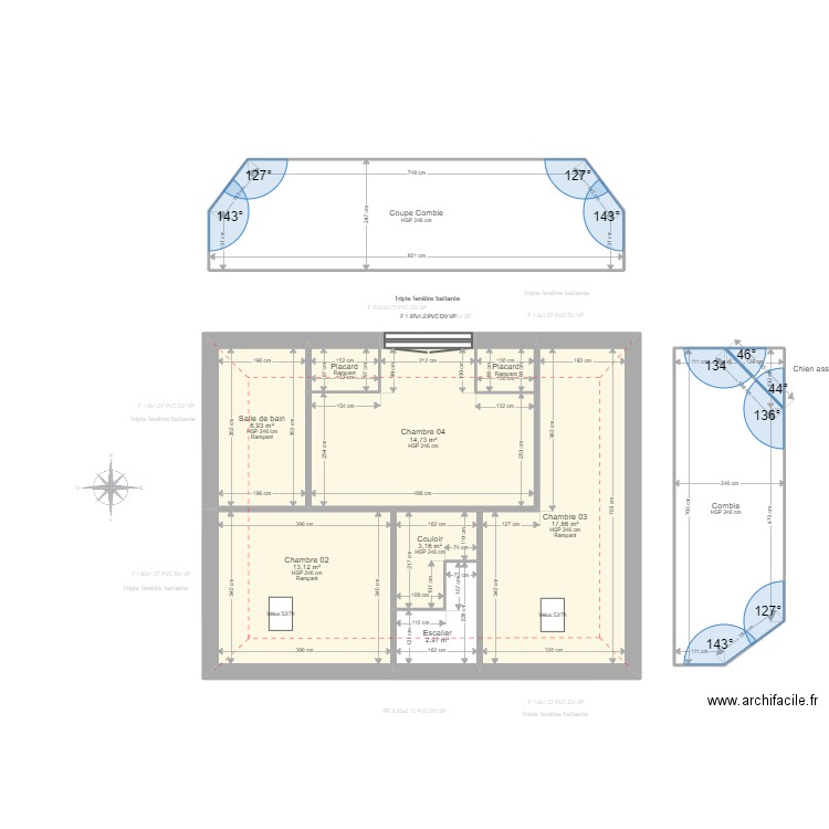 ML22012168 465G CARRETTE . Plan de 22 pièces et 221 m2