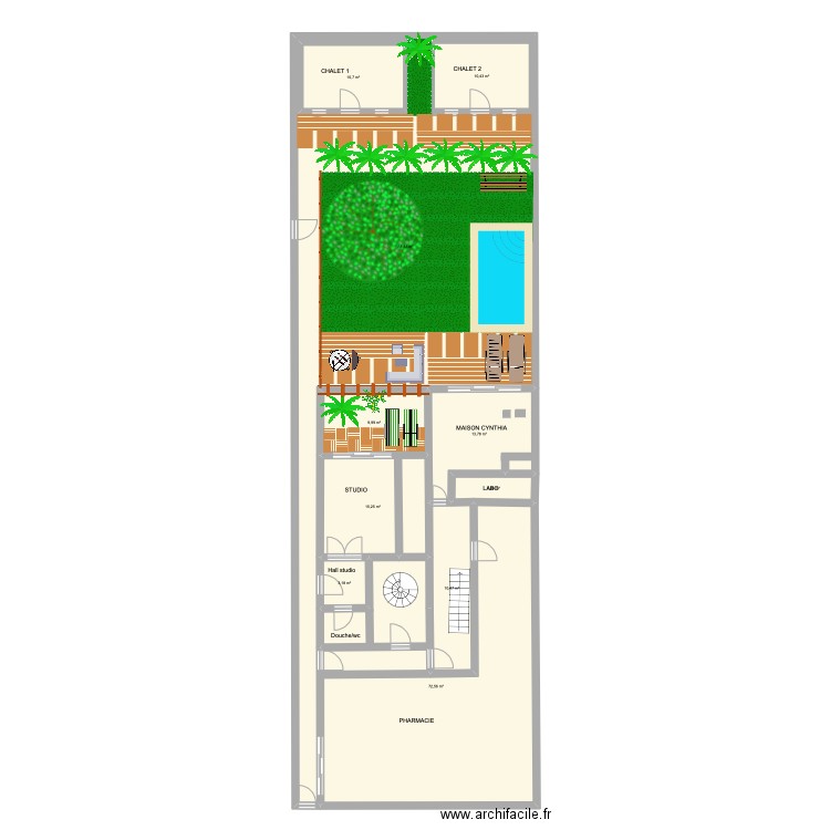 JARDIN PHARMACIE. Plan de 10 pièces et 296 m2