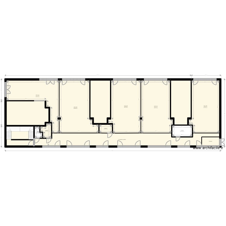 23 Local Lyon 03 Desaix Existant JORDAN. Plan de 15 pièces et 427 m2