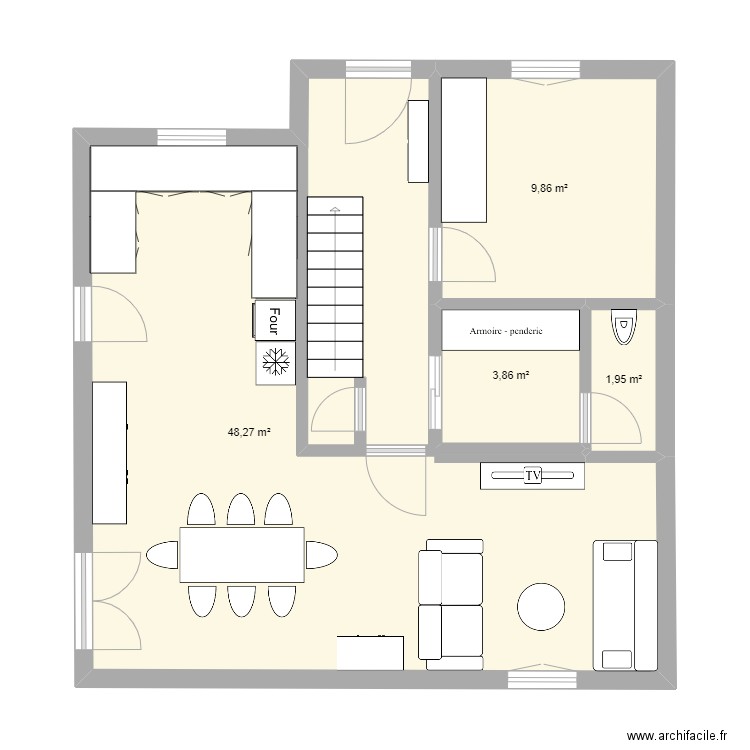 Courrières. Plan de 4 pièces et 64 m2