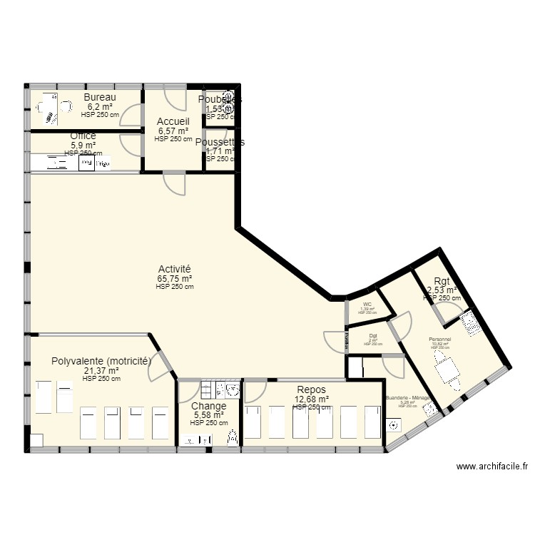 Vanves Projet V PoS ArL 220622 post PMI av BUREAU 2. Plan de 14 pièces et 149 m2