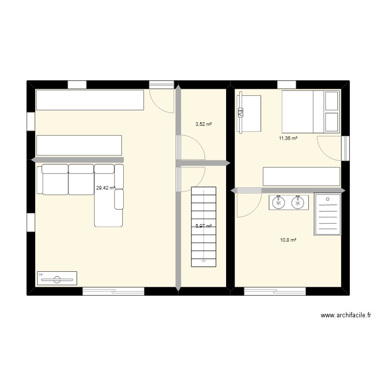 maison. Plan de 5 pièces et 61 m2