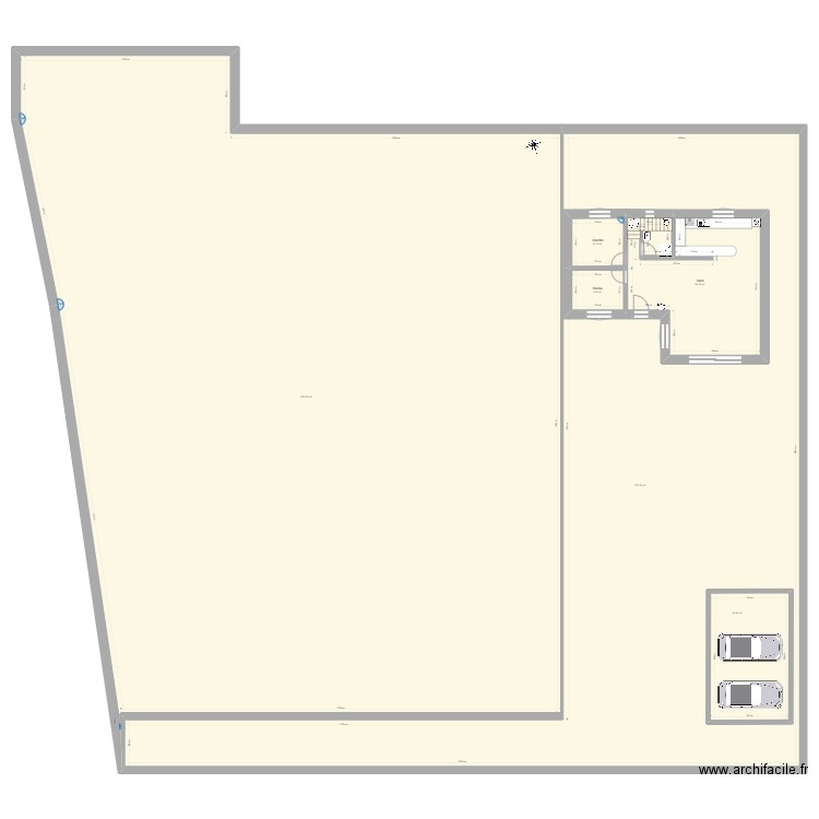 L RDC. Plan de 6 pièces et 2002 m2