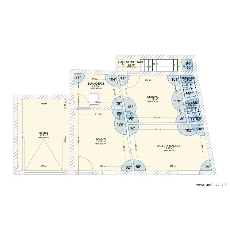 AUVELAIS ROMINET. Plan de 8 pièces et 65 m2