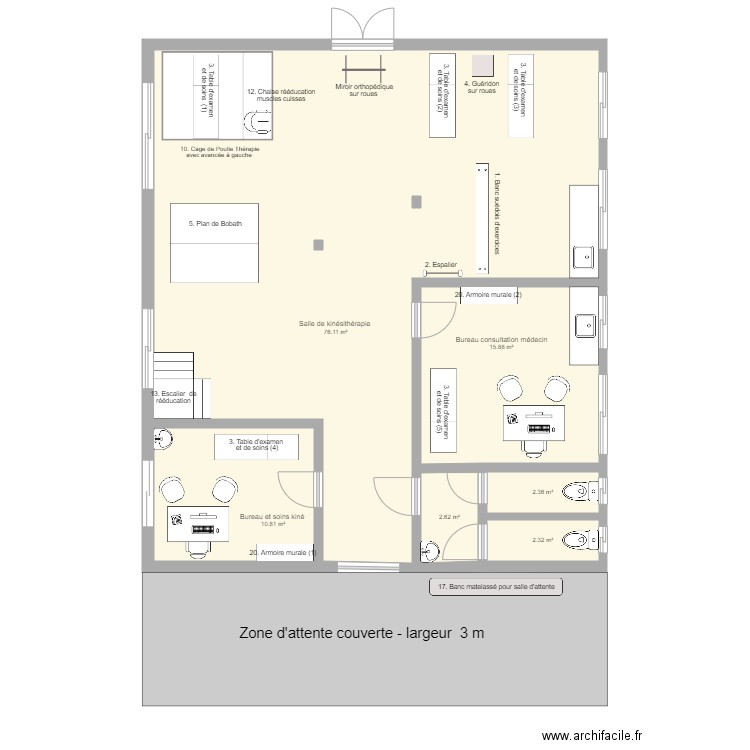 Service kinésithérapie  Hôpital Cibitoke    équipé  GTS . Plan de 0 pièce et 0 m2