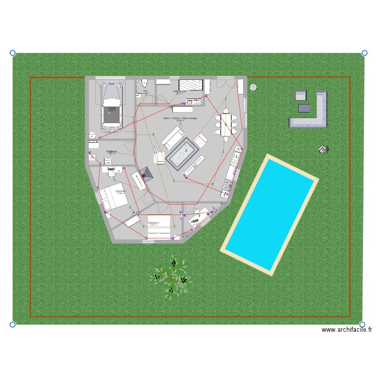 Maison. Plan de 10 pièces et 136 m2