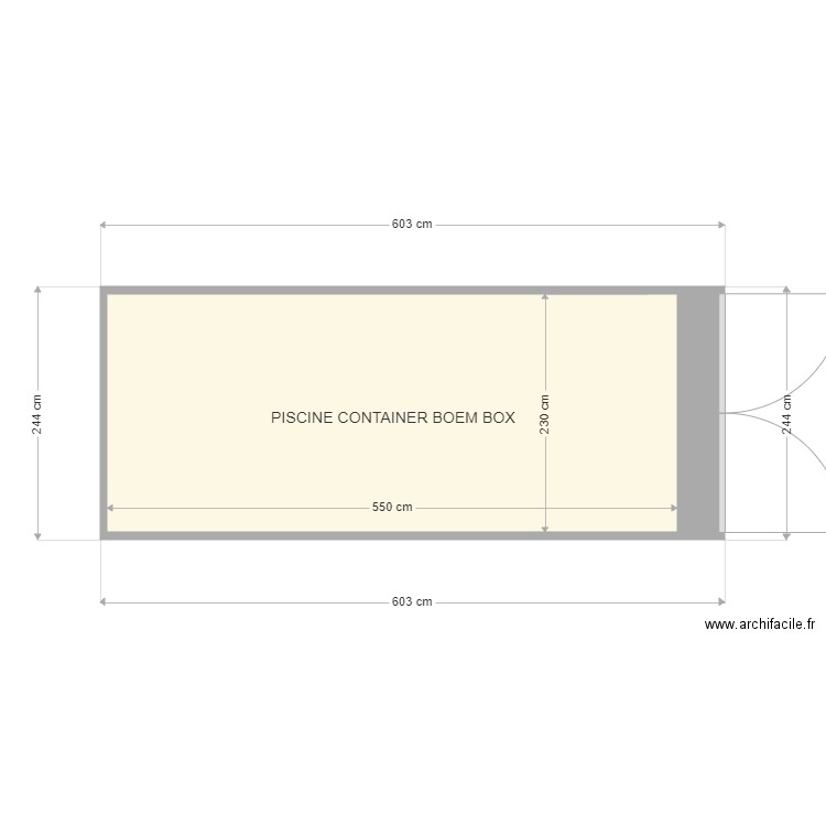 piscine pour mise ne places. Plan de 2 pièces et 13 m2