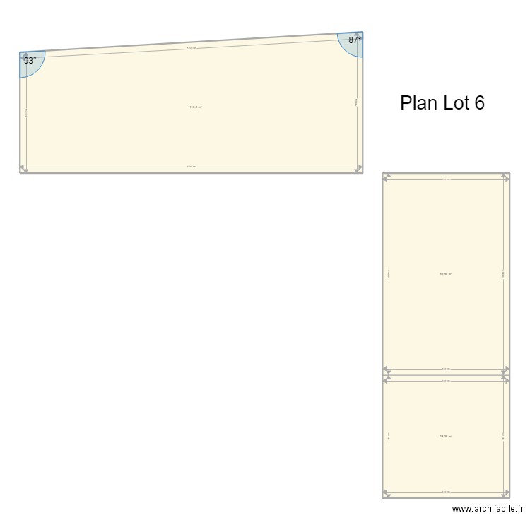 Plan hangar Lot 6. Plan de 3 pièces et 212 m2