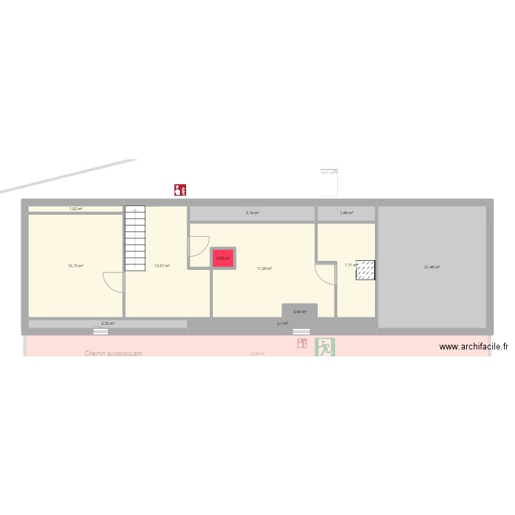 projet colo. Plan de 22 pièces et 253 m2