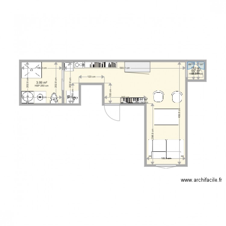 studio. Plan de 0 pièce et 0 m2