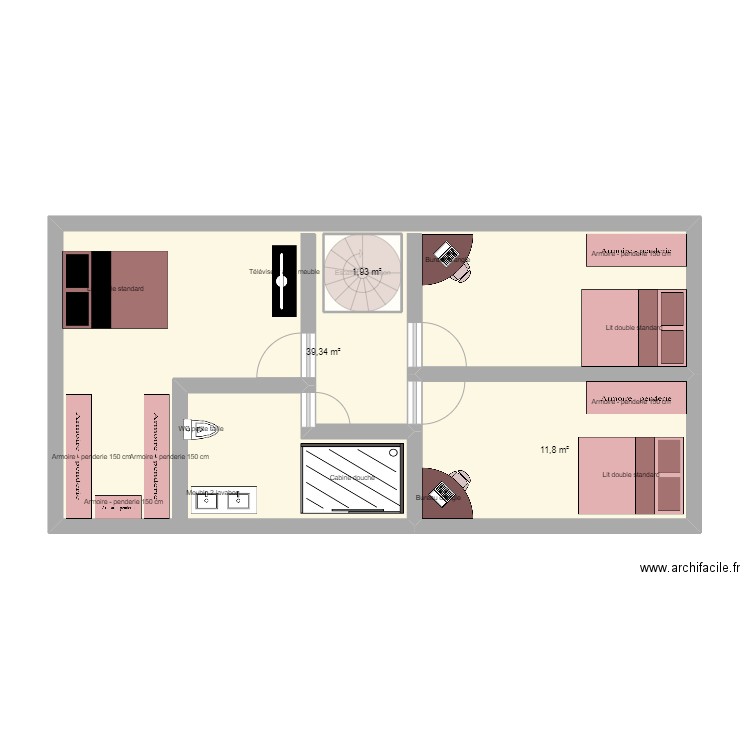 lisa etage 1. Plan de 4 pièces et 113 m2